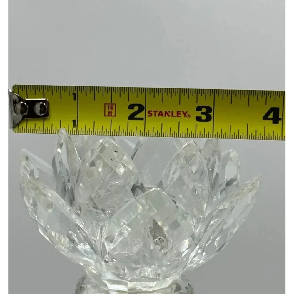 Vtg Godinger Silver Plate Candlestick Holder Lotus Water‎ Lily Crystal MCM Core